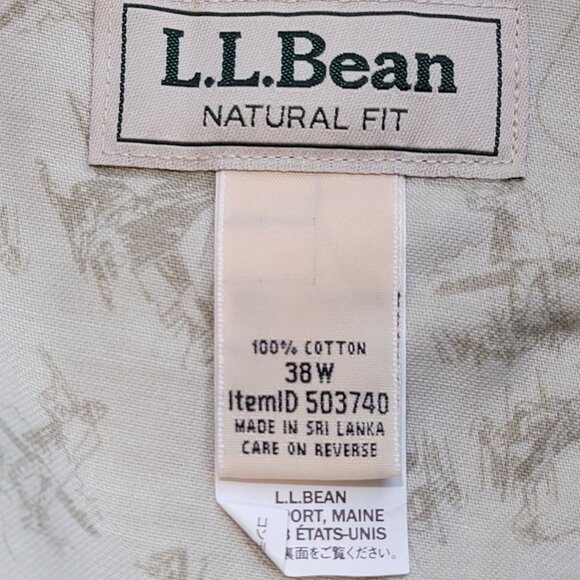 LL Bean Mens Cargo Shorts Ripstop Natural Fit Olive Green Pockets Hiking Sz 38W - Picture 9 of 13